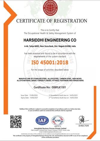 ISO 45001 2018 Certificate